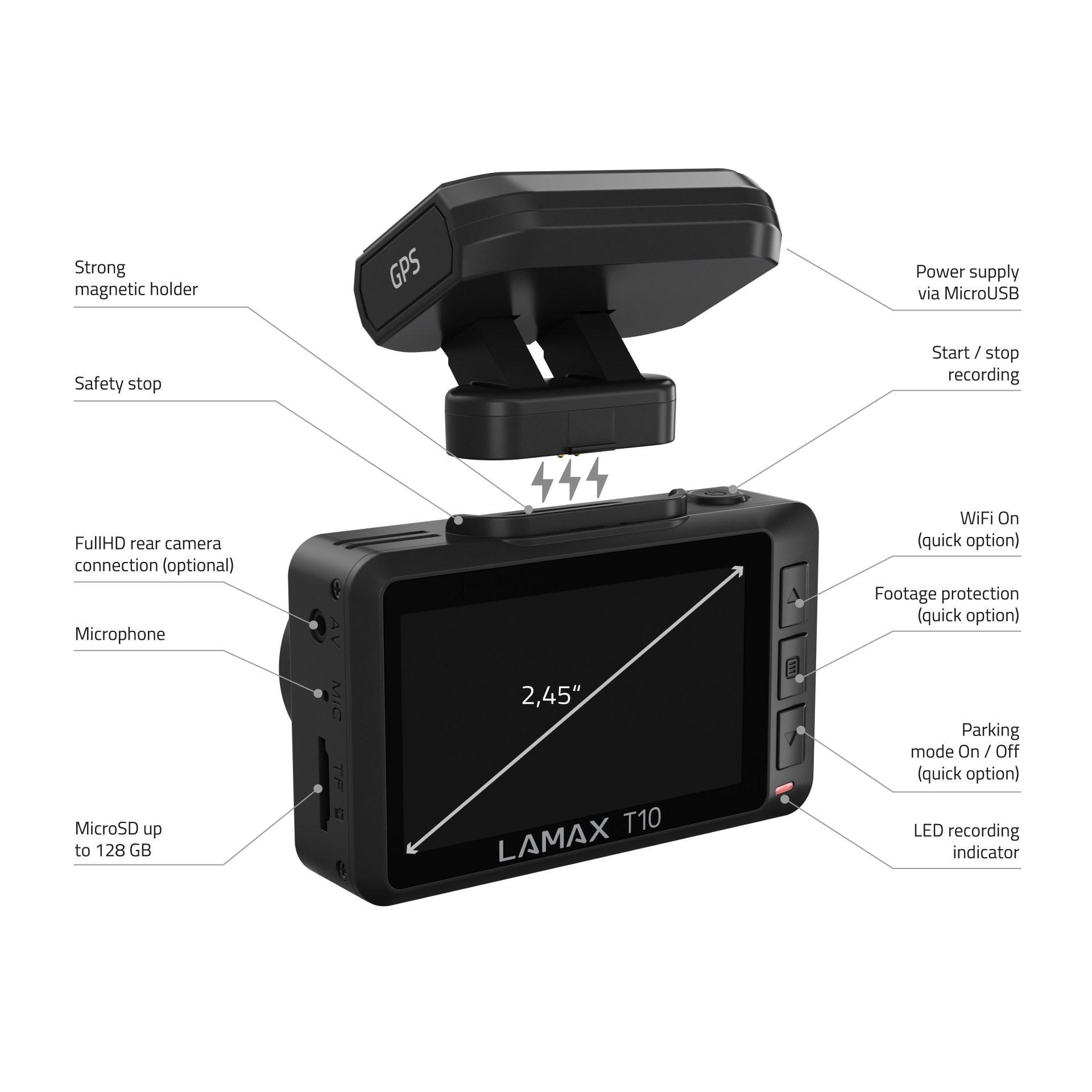 LAMAX T10 4K GPS (s hlásením radarov).